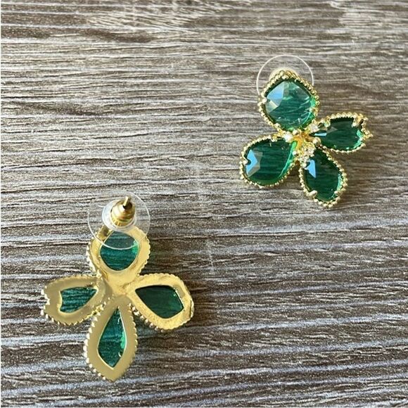 Green flower earrings N335 - Picture 8 of 8